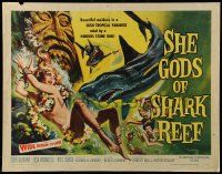 9w860 SHE GODS OF SHARK REEF 1/2sh '58 Roger Corman, AIP, wonderful art of naked swimmers & sharks