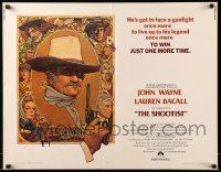 9w863 SHOOTIST 1/2sh '76 best Richard Amsel artwork of cowboy John Wayne & cast!