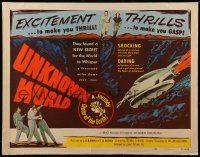 9w949 UNKNOWN WORLD 1/2sh '51 When Worlds Collide ripoff, a journey to the center of the Earth!