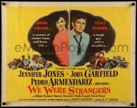 9w964 WE WERE STRANGERS 1/2sh '49 art of Jennifer Jones & John Garfield, directed by John Huston