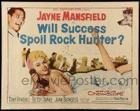 9w982 WILL SUCCESS SPOIL ROCK HUNTER 1/2sh '57 art of sexy Jayne Mansfield wearing only a sheet!