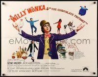 9w983 WILLY WONKA & THE CHOCOLATE FACTORY int'l 1/2sh '71 Gene Wilder w/ Violet floating away!