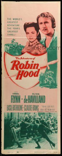 9w004 ADVENTURES OF ROBIN HOOD insert R56 Errol Flynn, Olivia De Havilland, adventure classic!