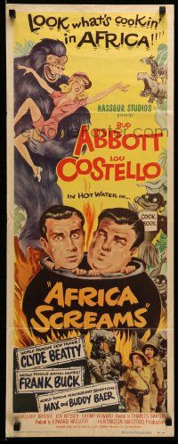9w002 AFRICA SCREAMS insert '49 art of natives cooking Bud Abbott & Lou Costello in cauldron!