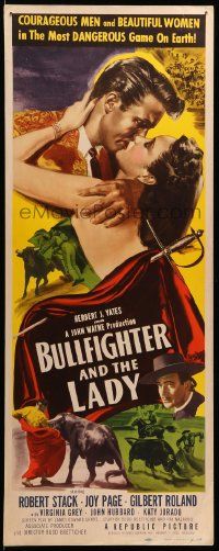 9w033 BULLFIGHTER & THE LADY insert '51 Boetticher, art of matador Robert Stack kissing Joy Page!