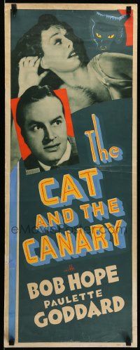 9w038 CAT & THE CANARY Other Company insert '39 Bob Hope, Goddard, art of cat with X-ray eyes!