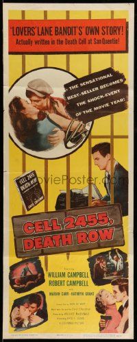 9w040 CELL 2455 DEATH ROW insert '55 biography of Caryl Chessman, no. 1 condemned convict!