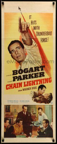 9w041 CHAIN LIGHTNING insert '49 test pilot Humphrey Bogart with his special brand of romance!