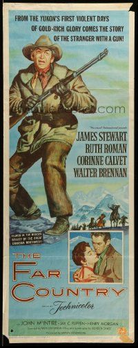 9w081 FAR COUNTRY insert '55 cool art of James Stewart with rifle, directed by Anthony Mann!