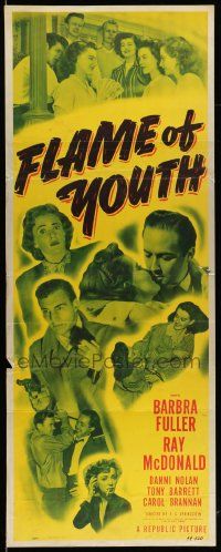 9w088 FLAME OF YOUTH insert '49 Barbra Fuller, Ray McDonald, delinquent youths!