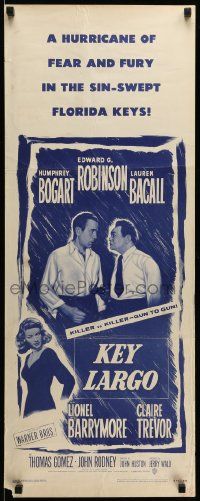9w136 KEY LARGO insert R53 Humphrey Bogart, Bacall, Edward G. Robinson, John Huston film noir!