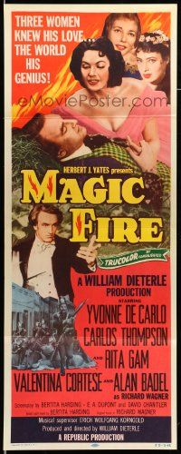 9w152 MAGIC FIRE insert '55 William Dieterle, Yvonne De Carlo, Alan Badel as Richard Wagner!