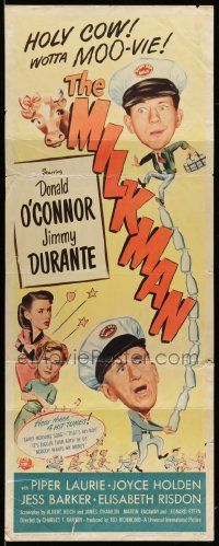 9w167 MILKMAN insert '50 wacky art of Donald O'Connor & Jimmy Durante + pretty Piper Laurie!