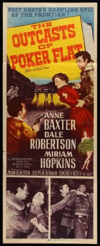9w191 OUTCASTS OF POKER FLAT insert '52 Anne Baxter, Dale Robertson & Hopkins in Bret Harte story!