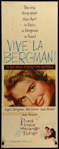 9w195 PARIS DOES STRANGE THINGS insert '57 Jean Renoir's Elena et les hommes, Ingrid Bergman