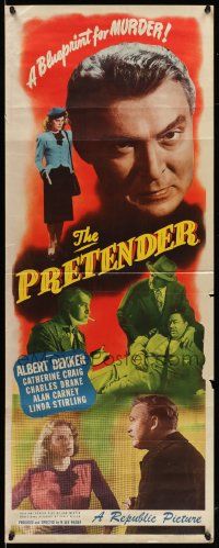 9w205 PRETENDER insert '47 Albert Dekker, cool film noir image, a blueprint for MURDER!