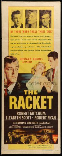 9w216 RACKET insert '51 Robert Ryan grabs sexy Lizabeth Scott, Robert Mitchum, Howard Hughes!