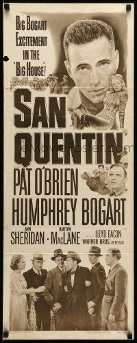 9w236 SAN QUENTIN insert R50 convict Humphrey Bogart with inmate & guard Pat O'Brien!