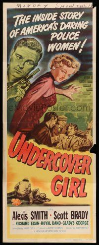 9w321 UNDERCOVER GIRL insert '50 Alexis Smith, Scott Brady, the inside story of police women!