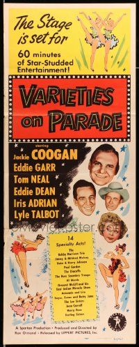 9w328 VARIETIES ON PARADE insert '51 Jackie Coogan, Eddie Garr, Tom Neal, star-studded acts!