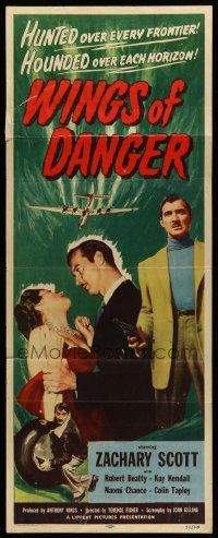 9w346 WINGS OF DANGER insert '52 Terence Fisher film noir, counterfeit cargo, a fortune in loot!