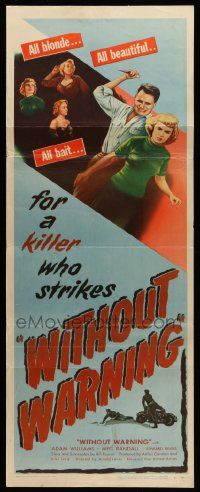 9w350 WITHOUT WARNING insert '52 artwork of the Love-Killer about to stab his victim!