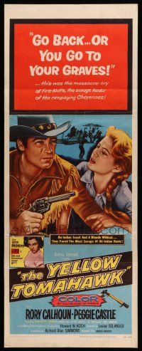 9w357 YELLOW TOMAHAWK insert '54 Rory Calhoun, Peggie Castle, it split the West in two!