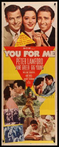 9w360 YOU FOR ME insert '52 should Jane Greer marry Peter Lawford or Gig Young, money or love?