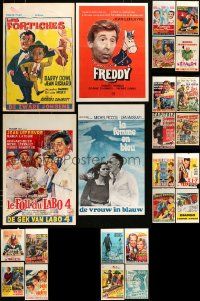 9x272 LOT OF 24 MOSTLY FORMERLY FOLDED BELGIAN POSTERS '50s-70s a variety of movie images!
