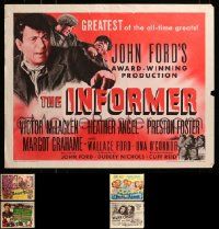 9x319 LOT OF 5 MOSTLY FORMERLY FOLDED CLASSIC MOVIE RE-RELEASE HALF-SHEETS R40s-60s Informer+more!