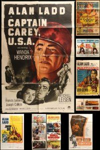 9x156 LOT OF 11 FOLDED POSTERS FROM ALAN LADD MOVIES '50s-60s inserts, 1sheets, 1/2shs & WC!