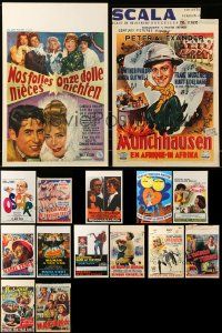 9x285 LOT OF 15 MOSTLY FORMERLY FOLDED BELGIAN POSTERS '60s-80s great images from variety of movies!