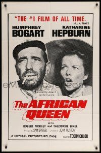 9y022 AFRICAN QUEEN 1sh R70s different image of Humphrey Bogart & Katharine Hepburn!