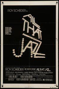 9y028 ALL THAT JAZZ 1sh '79 Roy Scheider & Jessica Lange star in Bob Fosse musical!