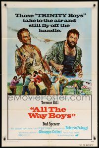 9y030 ALL THE WAY BOYS 1sh '73 cool artwork of Terence Hill & Bud Spencer, the Trinity boys!