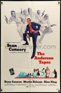9y036 ANDERSON TAPES 1sh '71 art of Sean Connery & gang of masked robbers, Sidney Lumet