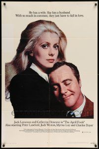 9y044 APRIL FOOLS 1sh '69 romantic close up of Jack Lemmon & Catherine Deneuve!