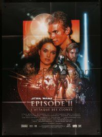 9z745 ATTACK OF THE CLONES French 1p '02 Star Wars Episode II, great montage art by Drew Struzan!