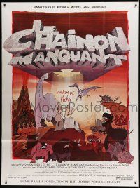 9z747 B.C. ROCK French 1p '84 Picha, Le Chainon Manquant, wonderful cartoon art of dinosaurs!