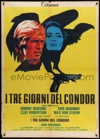 9z244 3 DAYS OF THE CONDOR Italian 1p '76 different art of Robert Redford & Faye Dunaway!