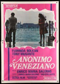 9z160 ANONYMOUS VENETIAN Italian 2p '71 great image of Tony Musante & Florinda Bolkan in Venice!