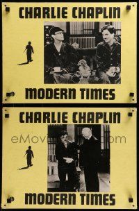 9z069 MODERN TIMES 4 Swiss LCs '70s great images of Charlie Chaplin as The Tramp!