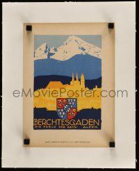 9z024 BERCHTESGADEN linen 9x12 German travel poster '26 Ludwig Hohlwein art of the city in the Alps!