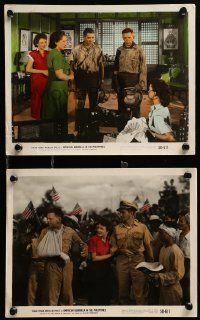 1a219 AMERICAN GUERRILLA IN THE PHILIPPINES 2 color 8x10 stills '50 Tyrone Power, Fritz Lang, WWII!