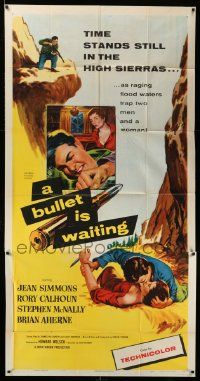 1b504 BULLET IS WAITING 3sh '54 Jean Simmons is trapped with Rory Calhoun & Stephen McNally!