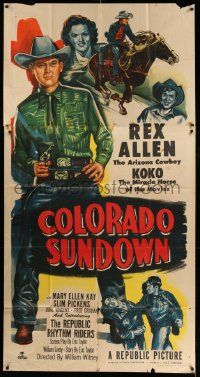 1b525 COLORADO SUNDOWN 3sh '51 full-length art of Rex Allen with gun & Koko the Miracle Horse!