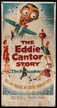 1b555 EDDIE CANTOR STORY 3sh '53 great wacky art of Keefe Brasselle w/sexy dancers!