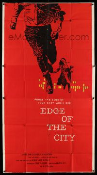 1b557 EDGE OF THE CITY 3sh '56 different Saul Bass art with man running out of the frame!