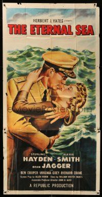 1b559 ETERNAL SEA 3sh '55 art of Sterling Hayden as Admiral John Hoskins with sexy Alexis Smith!