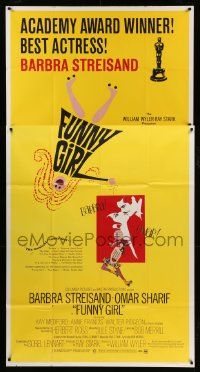 1b585 FUNNY GIRL 3sh '69 Barbra Streisand, Omar Sharif, William Wyler, Bob Peak & Tal Stubis art!